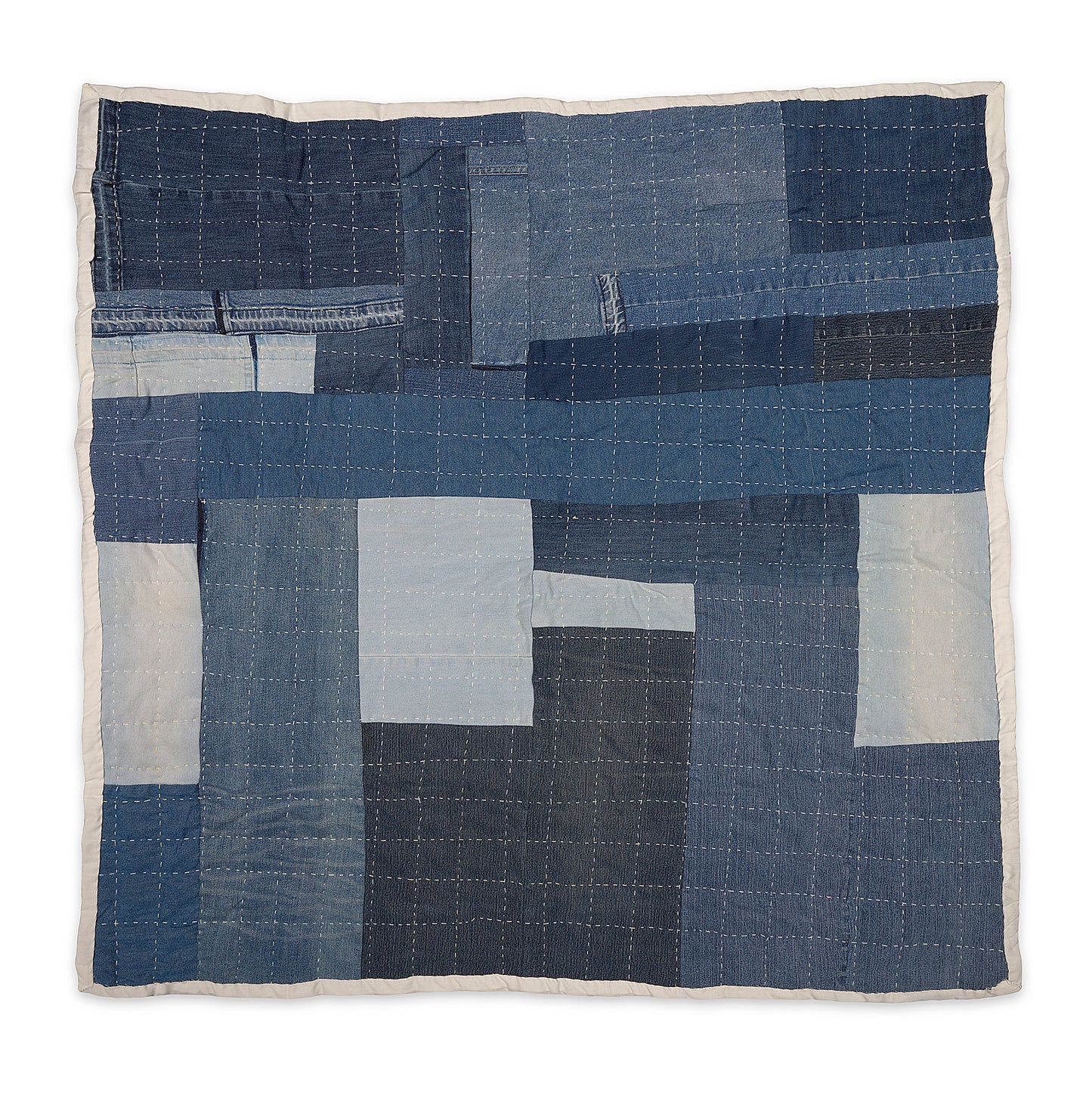 Annie Lou Square - Denim Patchwork - 252-107